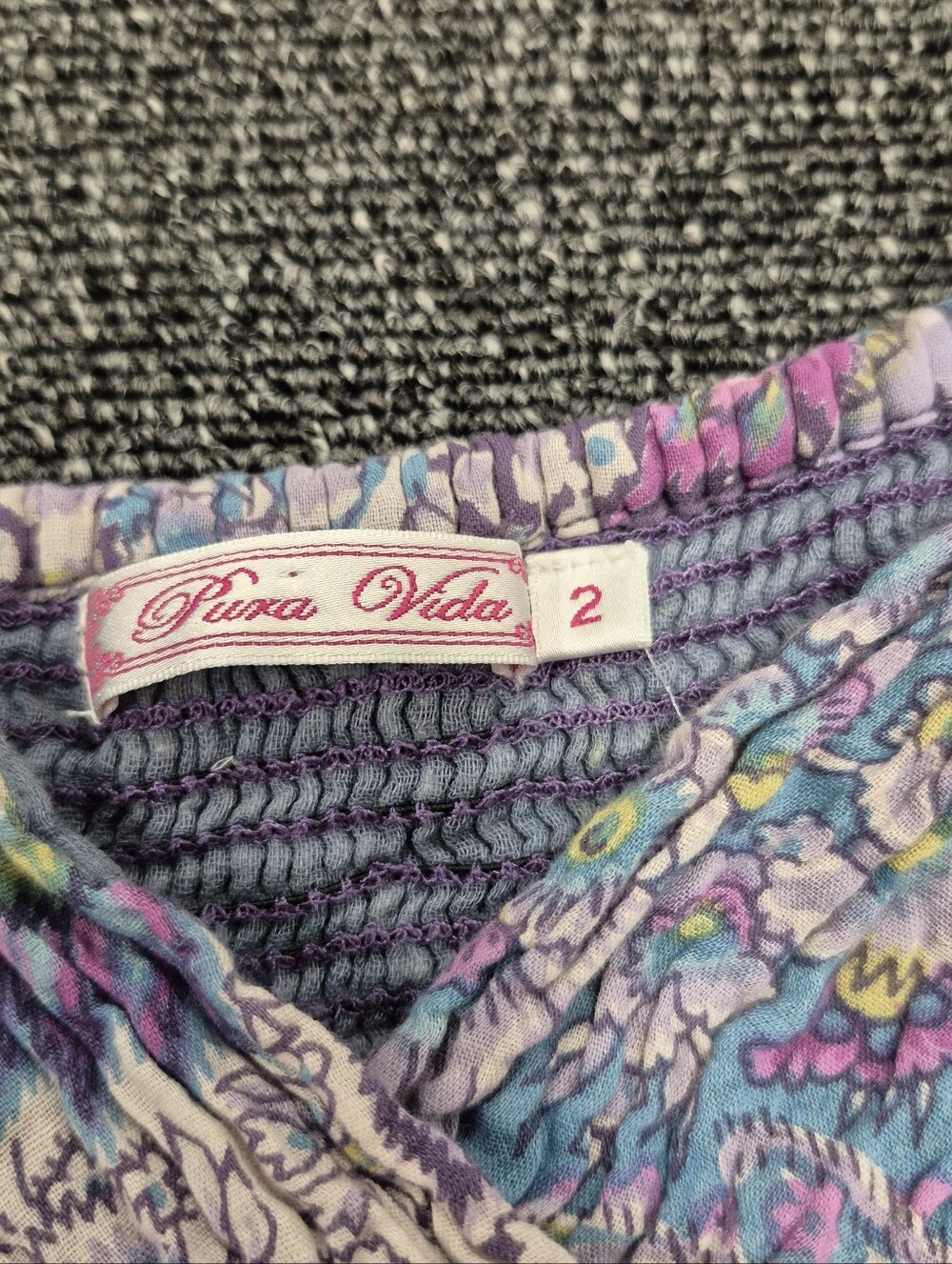 Pura Vida Boho Paisley Cotton Maxi Dress Purple Sun Dress Size 2 - Picture 8 of 11
